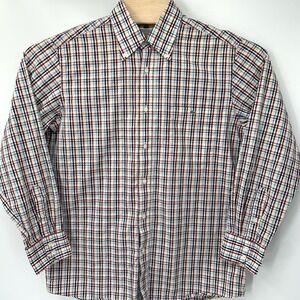 Lacoste Button Down Shirt Mens 42 Large Multi Color Plaid Long Sleeve Cotton